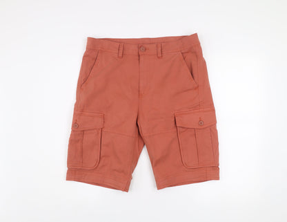 St. Bernard Men's Orange Cargo Shorts 34in Cotton Blend Casual