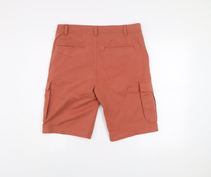 St. Bernard Men's Orange Cargo Shorts 34in Cotton Blend Casual
