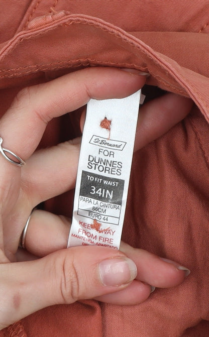 St. Bernard Men's Orange Cargo Shorts 34in Cotton Blend Casual