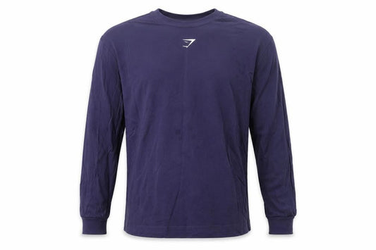 Gymshark Men's Blue Long Sleeve Cotton Top Size M Casual Sportswear