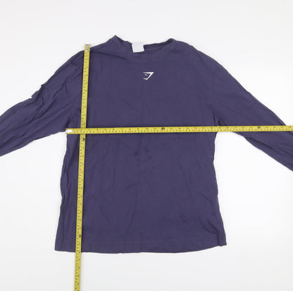 Gymshark Men's Blue Long Sleeve Cotton Top Size M Casual Sportswear