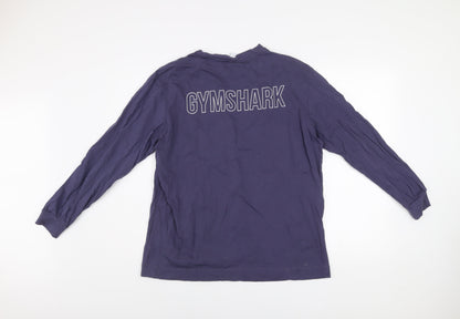 Gymshark Men's Blue Long Sleeve Cotton Top Size M Casual Sportswear