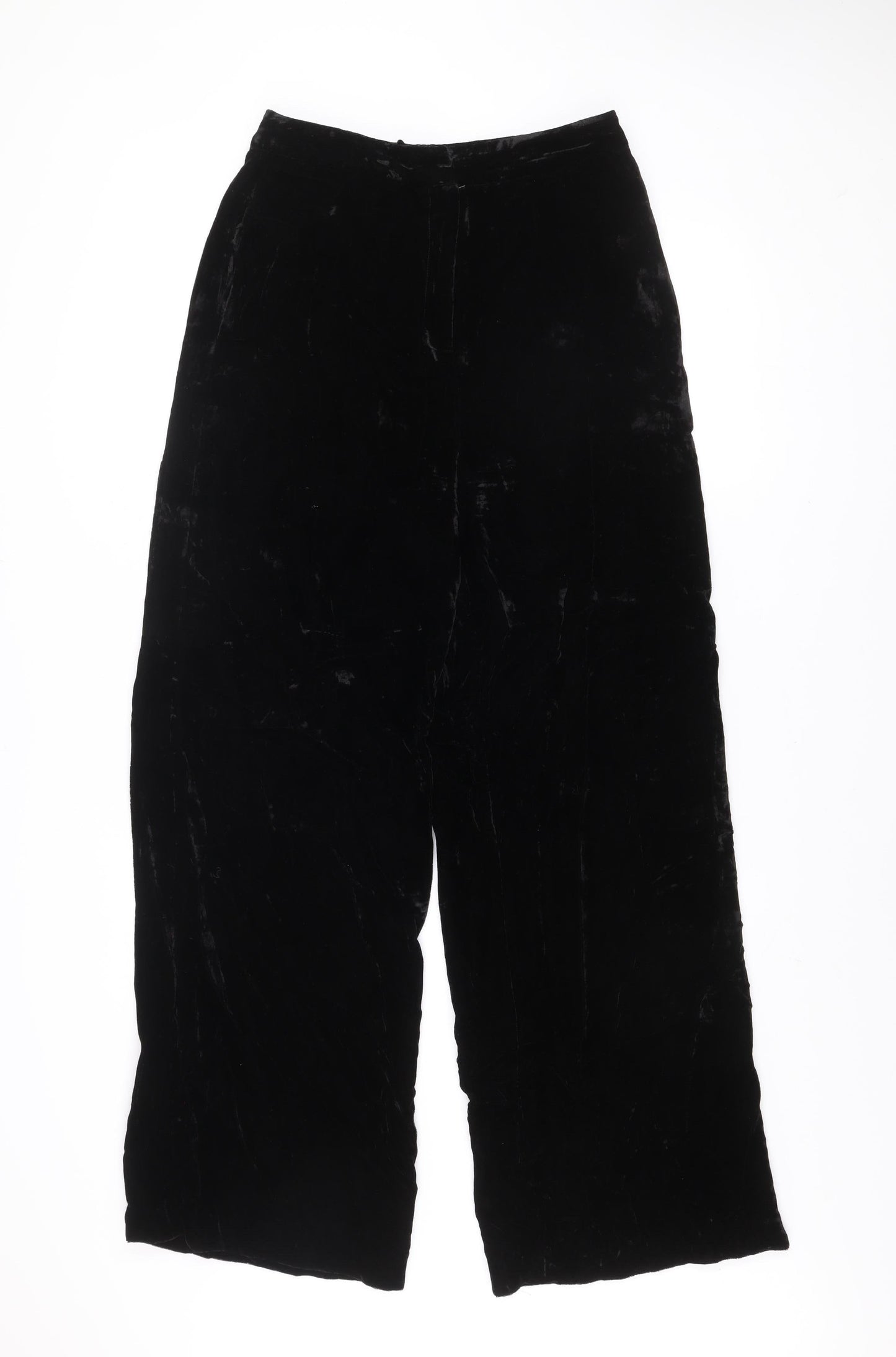 Whistles Women's Black Velvet Wide-Leg Dress Trousers Size 8