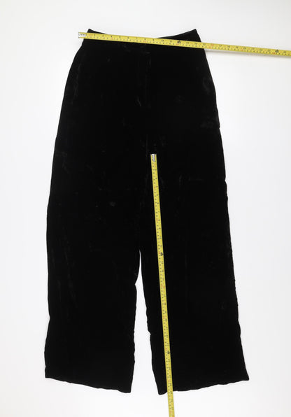 Whistles Women's Black Velvet Wide-Leg Dress Trousers Size 8