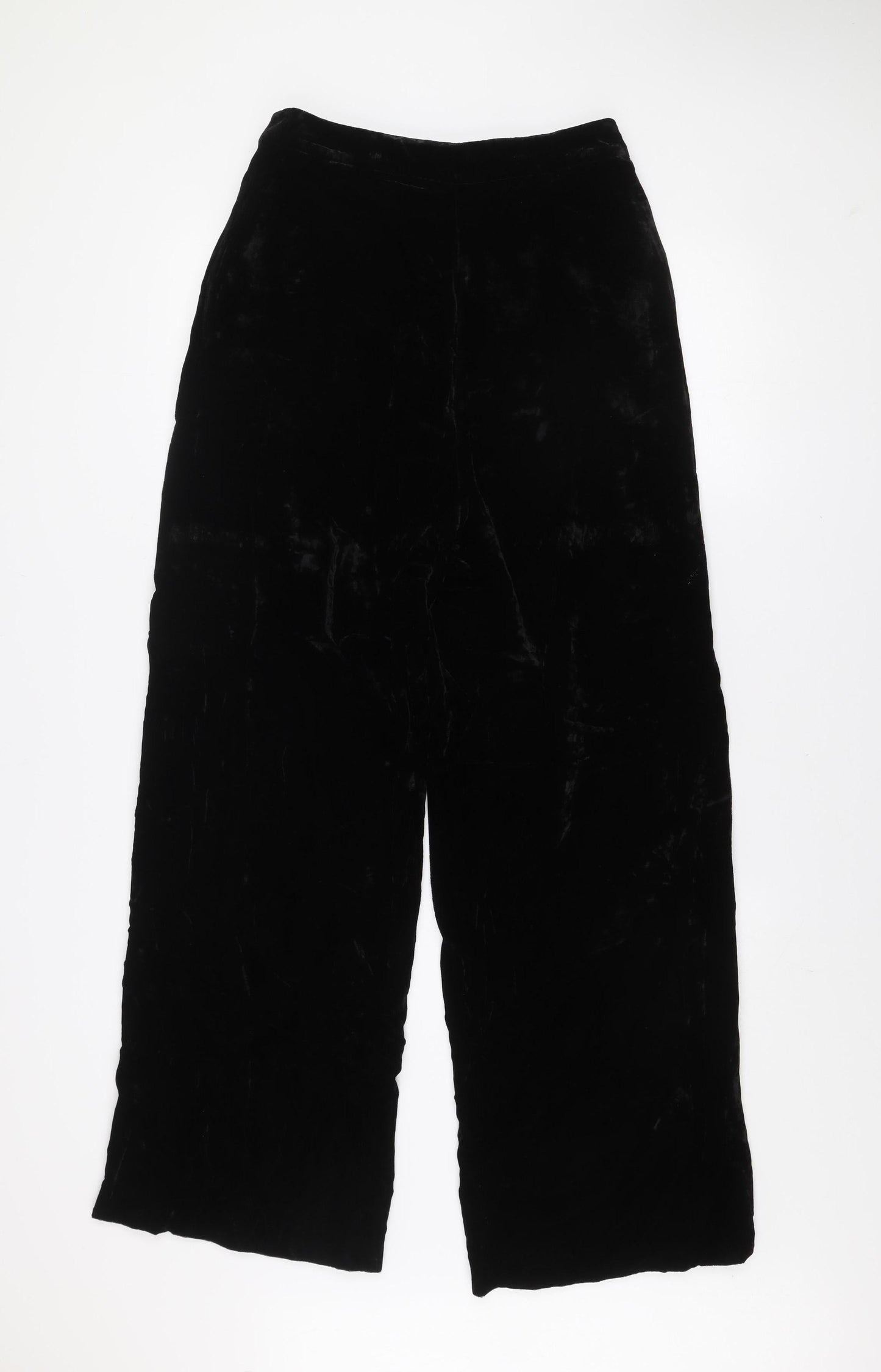 Whistles Women's Black Velvet Wide-Leg Dress Trousers Size 8