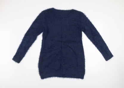 Quiz Women’s Blue Fluffy Heart Jumper Dress Size L