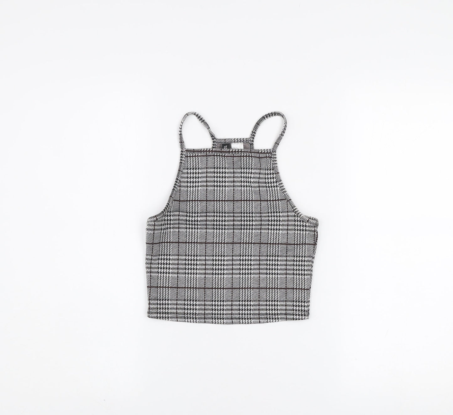 DIVIDED Women’s Grey Check Cropped Tank Top XS