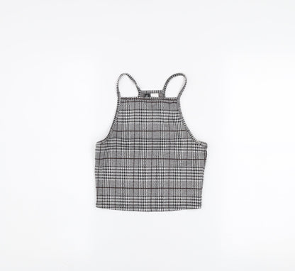 DIVIDED Women’s Grey Check Cropped Tank Top XS