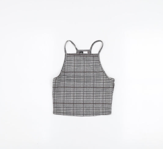 DIVIDED Women’s Grey Check Cropped Tank Top XS