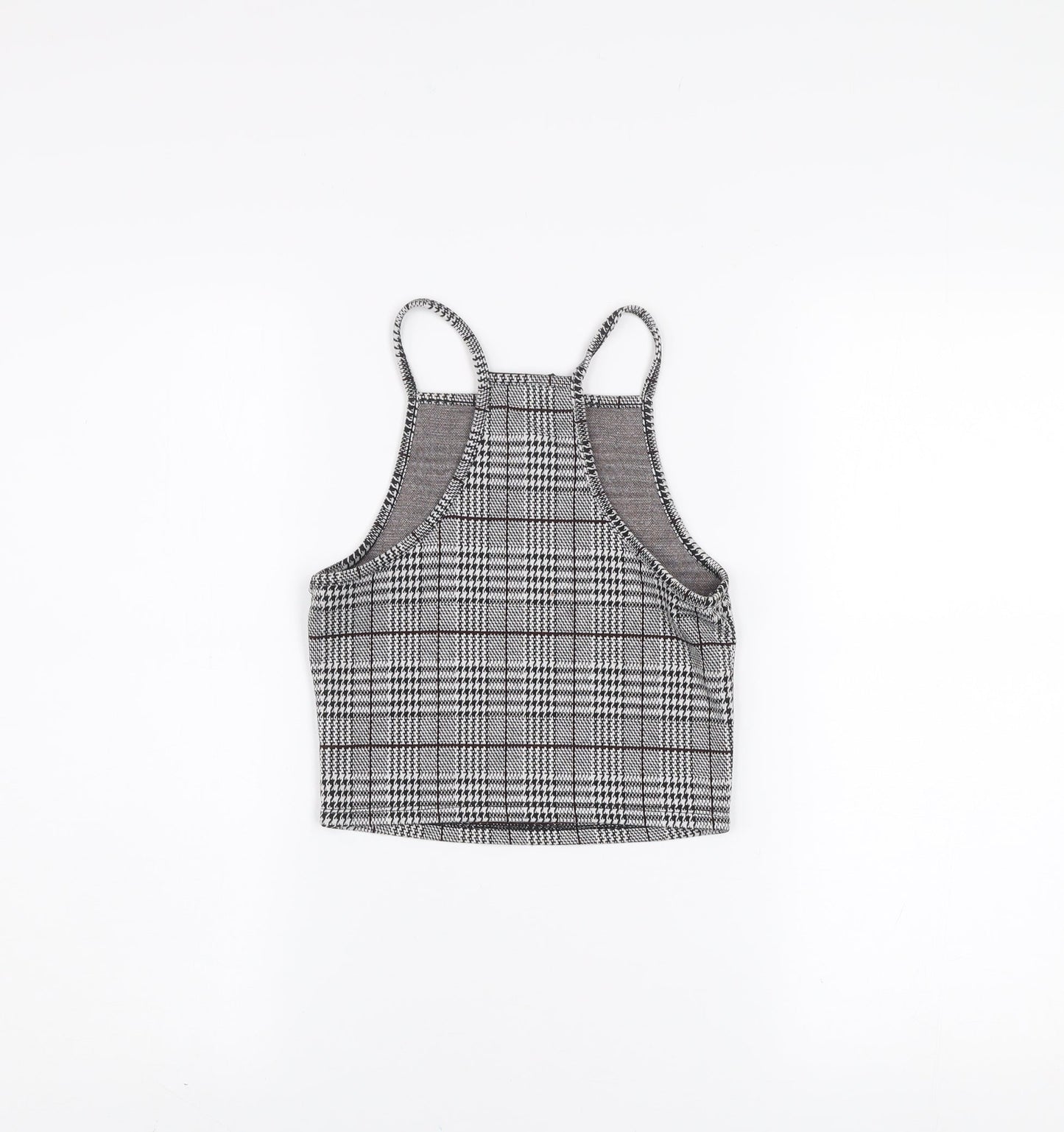 DIVIDED Women’s Grey Check Cropped Tank Top XS