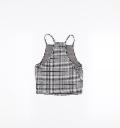 DIVIDED Women’s Grey Check Cropped Tank Top XS