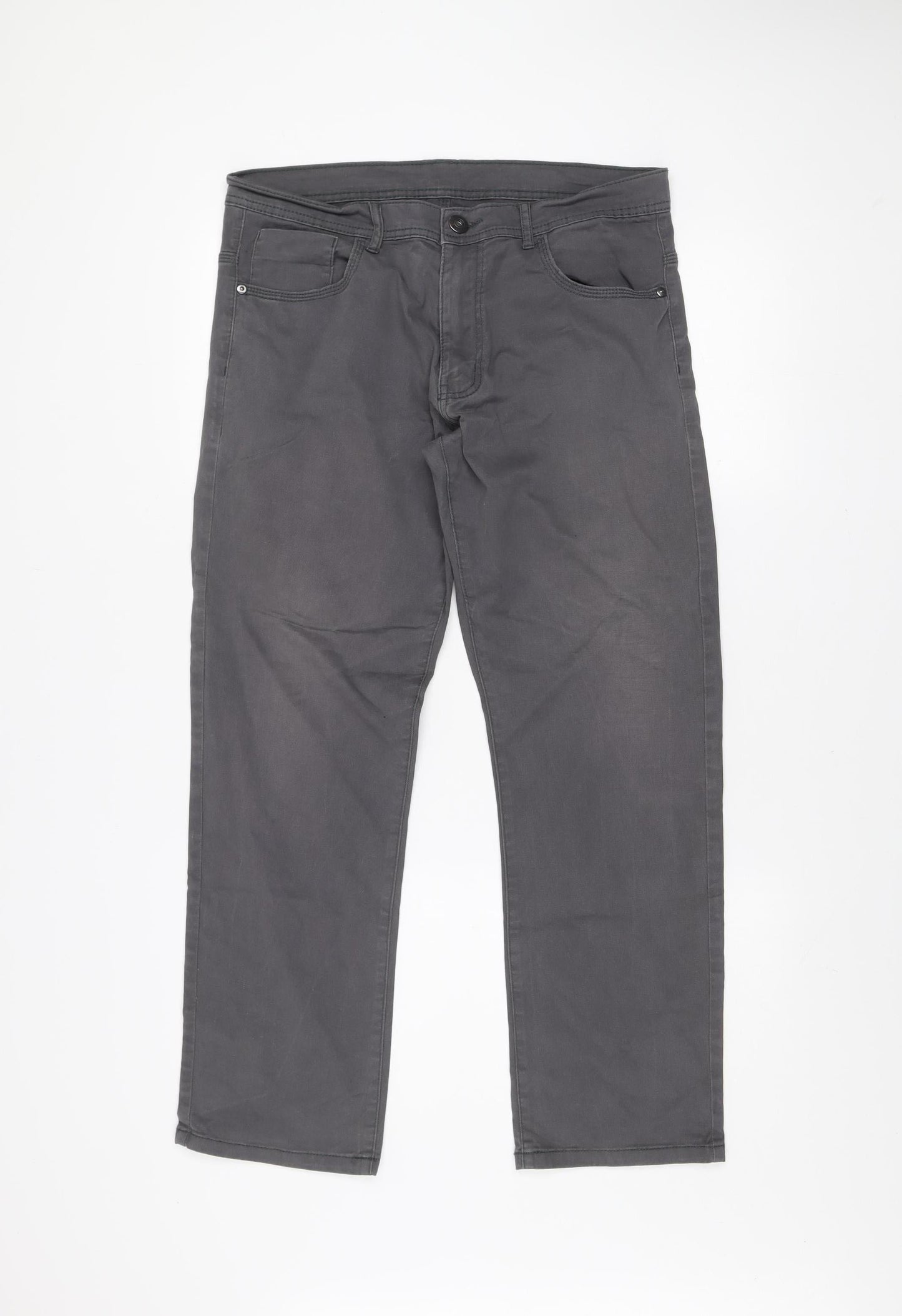 Dunnes Stores Men's Grey Chino Trousers Size 34R Stretch Cotton