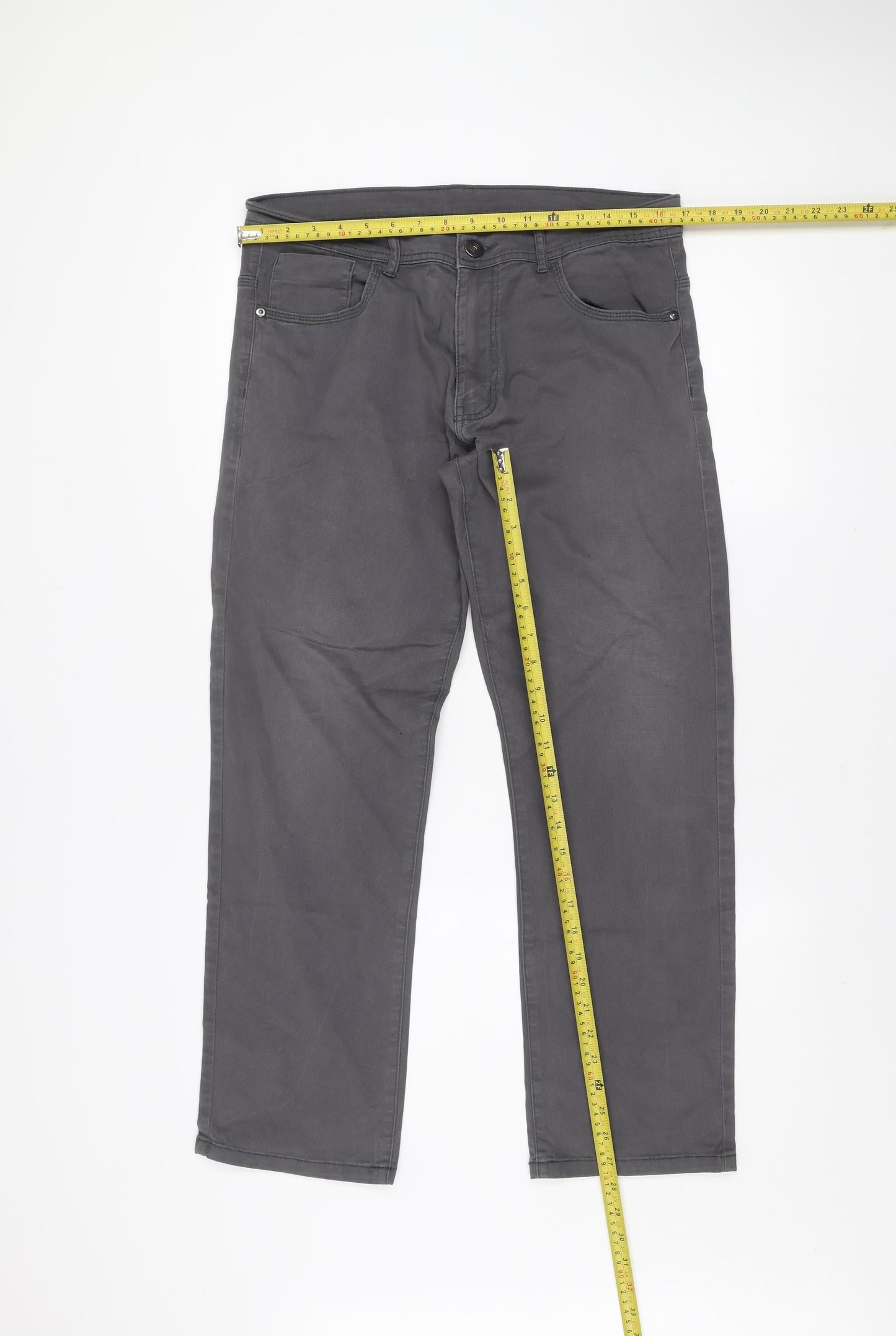 Dunnes Stores Men's Grey Chino Trousers Size 34R Stretch Cotton