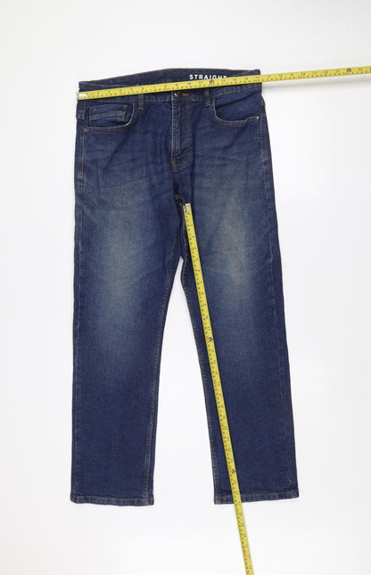 Dunnes Stores Men's Dark Blue Straight Jeans 34W 30L Cotton Denim