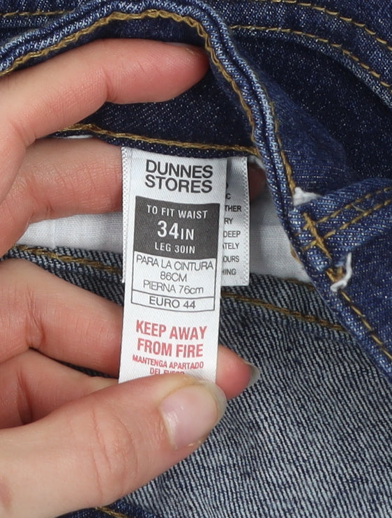 Dunnes Stores Men's Dark Blue Straight Jeans 34W 30L Cotton Denim