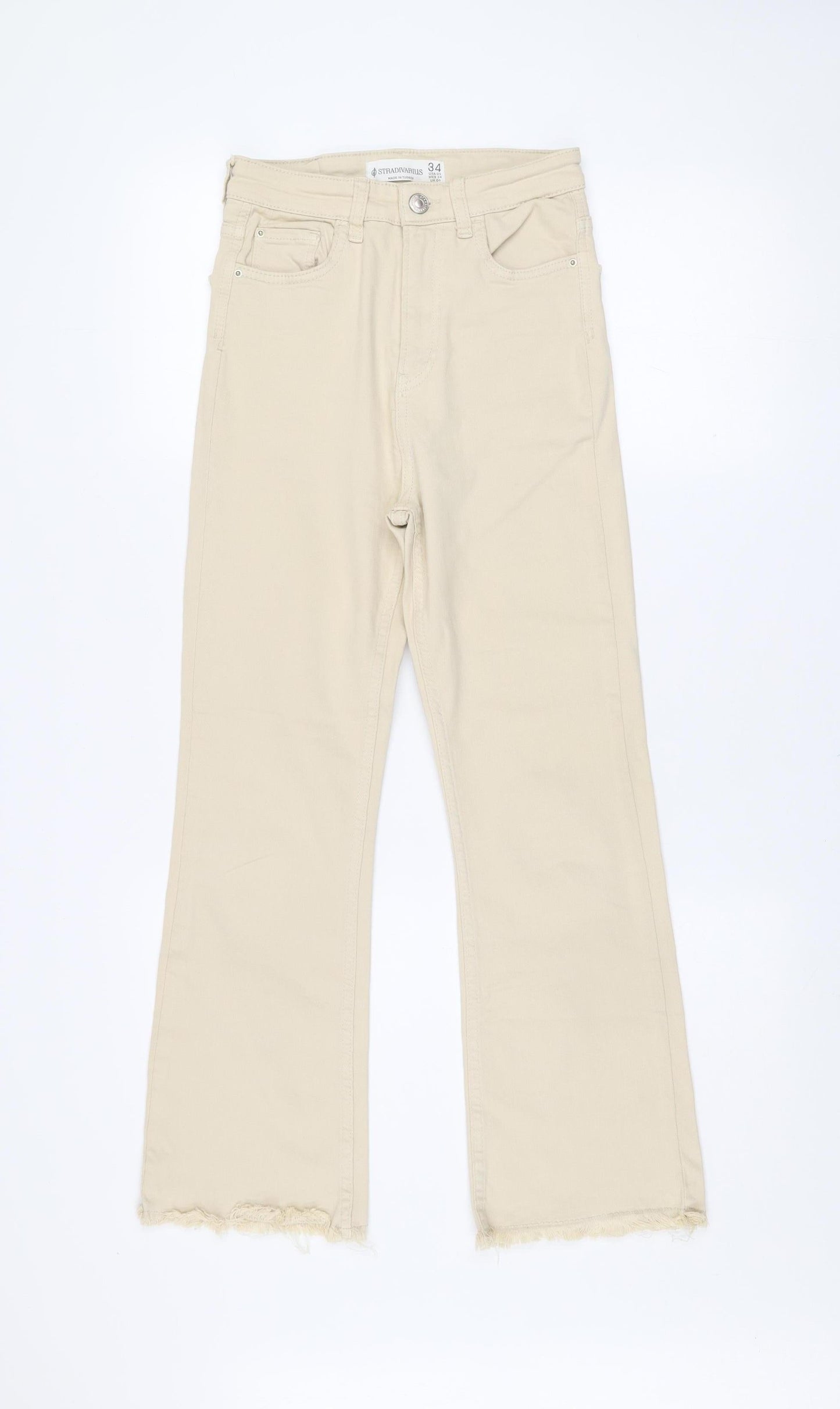 Womens UK Size 6 Stradivarius Regular Fit Straight Beige Jeans