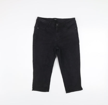 Womens UK Size M VERO MODA Slim Fit Cropped Black Jeans