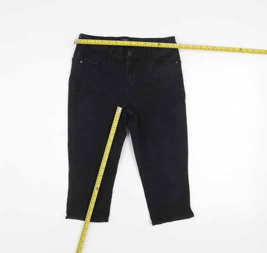 Womens UK Size M VERO MODA Slim Fit Cropped Black Jeans
