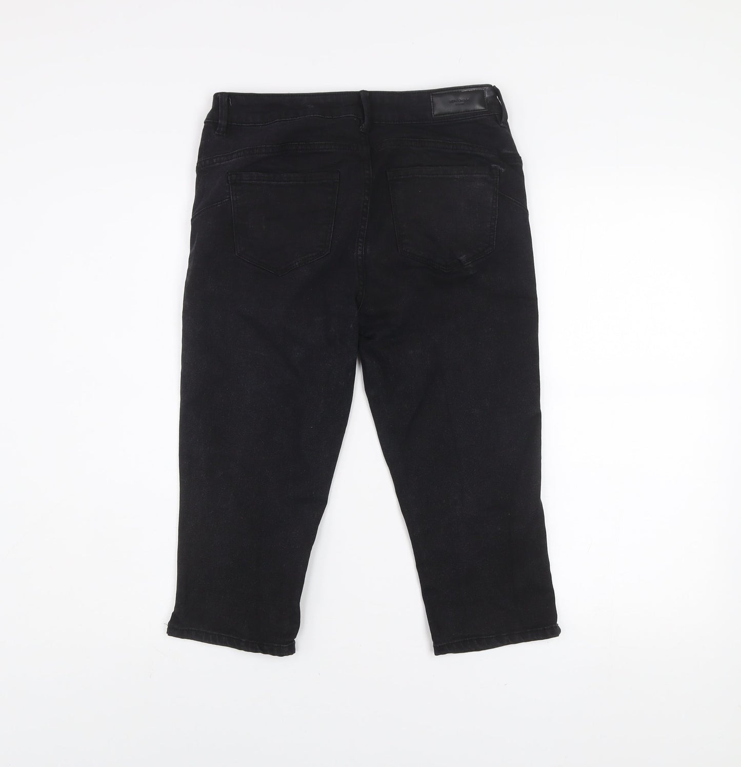 Womens UK Size M VERO MODA Slim Fit Cropped Black Jeans