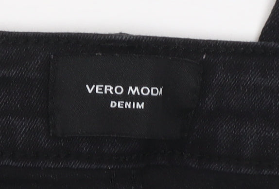 Womens UK Size M VERO MODA Slim Fit Cropped Black Jeans