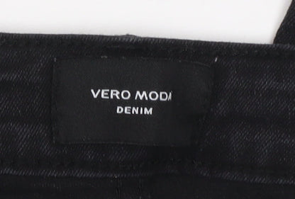 Womens UK Size M VERO MODA Slim Fit Cropped Black Jeans