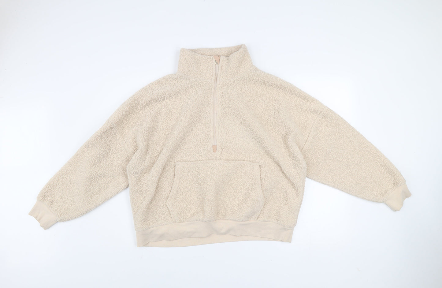 Dunnes Women Ivory 1/2 Zip Fleece Pullover Sweatshirt Size L