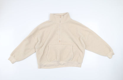 Dunnes Women Ivory 1/2 Zip Fleece Pullover Sweatshirt Size L