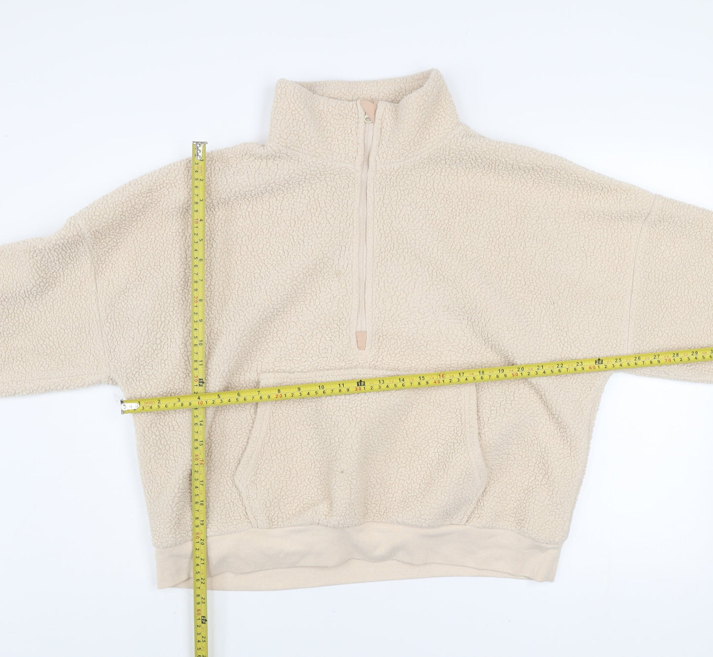 Dunnes Women Ivory 1/2 Zip Fleece Pullover Sweatshirt Size L