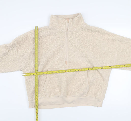 Dunnes Women Ivory 1/2 Zip Fleece Pullover Sweatshirt Size L