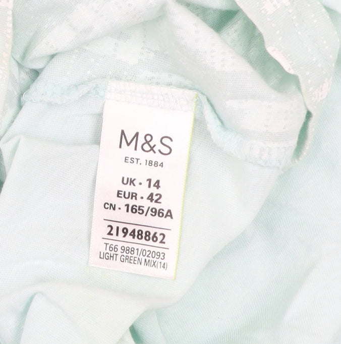 Womens UK Size 14 Marks and Spencer Green Basic T-Shirt