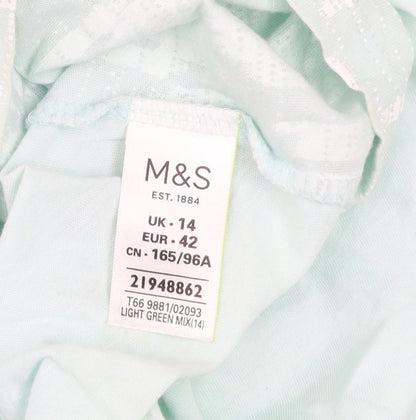 Womens UK Size 14 Marks and Spencer Green Basic T-Shirt