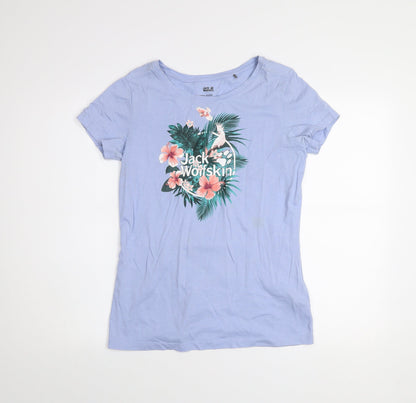 Womens UK Size 12 Jack Wolfskin Blue Basic T-Shirt