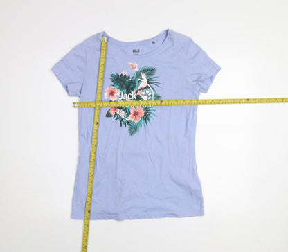 Womens UK Size 12 Jack Wolfskin Blue Basic T-Shirt