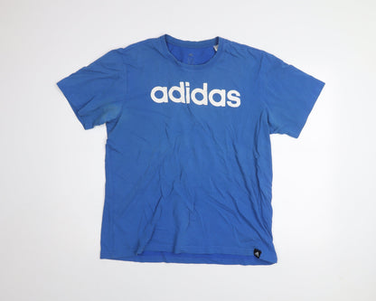 Adidas Men's Blue Logo Graphic T-Shirt Size L Regular Fit