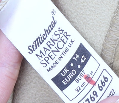 Marks and Spencer Women Beige Fleece Full Zip Jacket Size 14