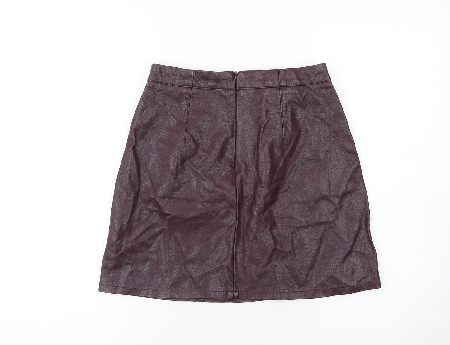 New Look Women Brown Faux Leather Short Pencil Skirt Size 8