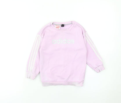 Adidas Girls Pink Logo Sweatshirt 3 Years Long Sleeve Pullover Top