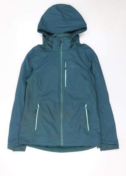 Mountain Warehouse Women Blue Waterproof Hooded Rain Jacket Size 12