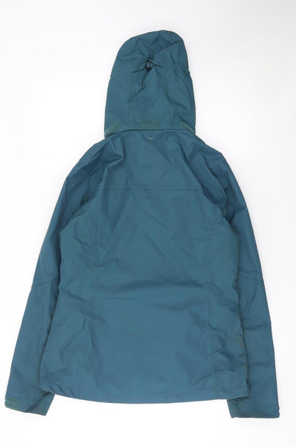 Mountain Warehouse Women Blue Waterproof Hooded Rain Jacket Size 12