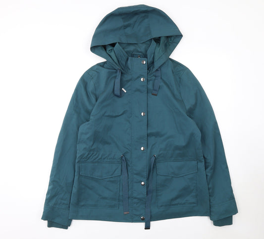 Tu Women’s Green Hooded Anorak Jacket Size 12 Mid-Length Lined