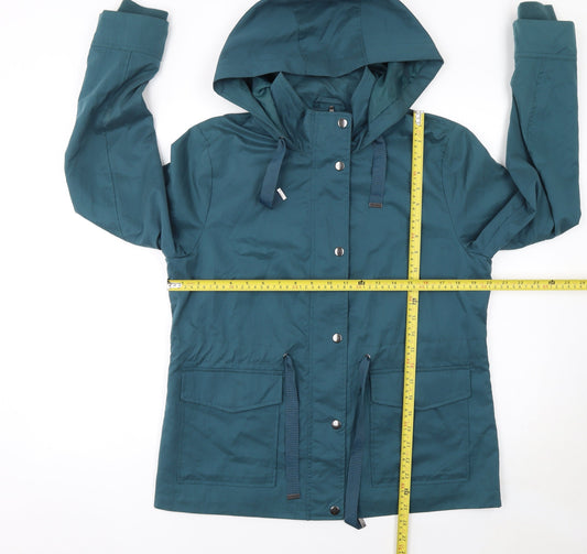 Tu Women’s Green Hooded Anorak Jacket Size 12 Mid-Length Lined