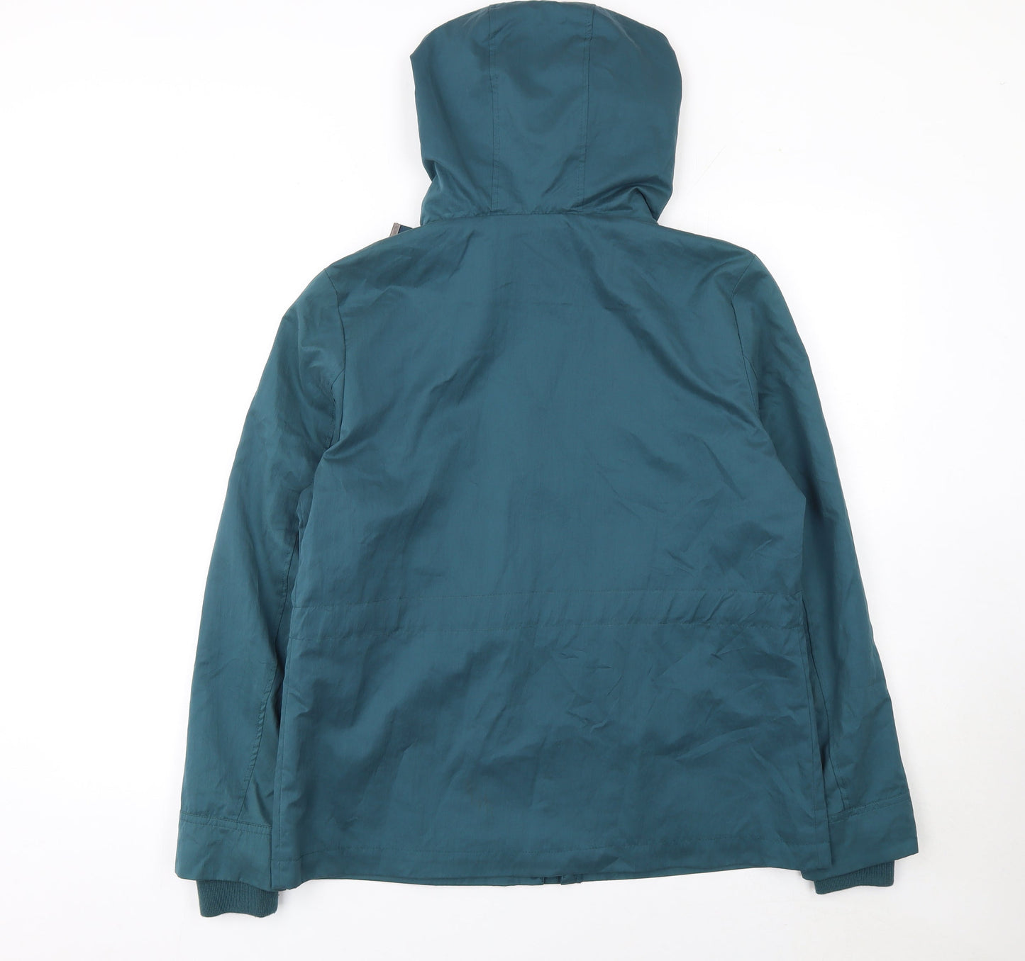 Tu Women’s Green Hooded Anorak Jacket Size 12 Mid-Length Lined