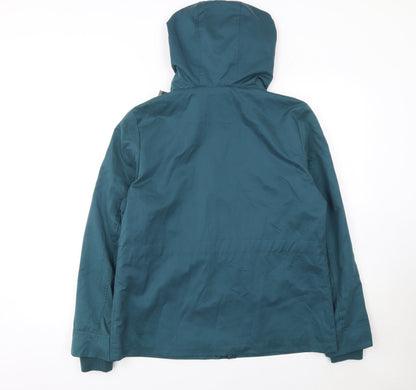 Tu Women’s Green Hooded Anorak Jacket Size 12 Mid-Length Lined