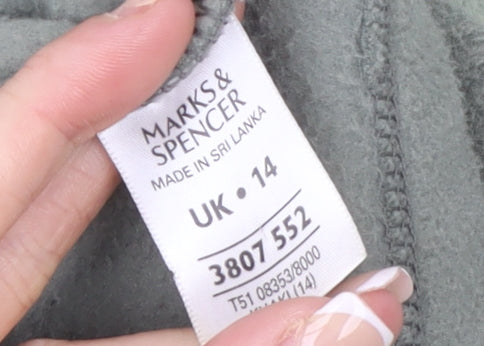Marks and Spencer Womens Green Fleece Full Zip Jacket Size 14