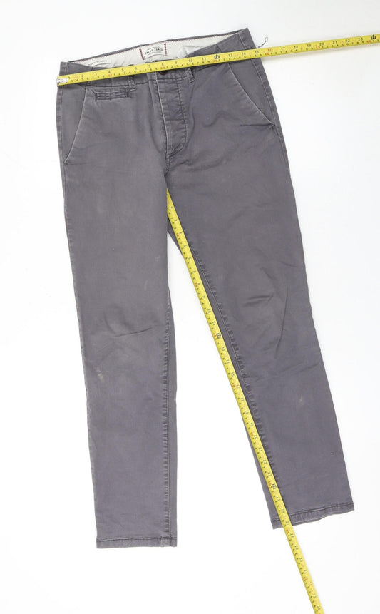 Jack & Jones Men's Grey Slim Fit Chino Trousers 29W 30L Cotton