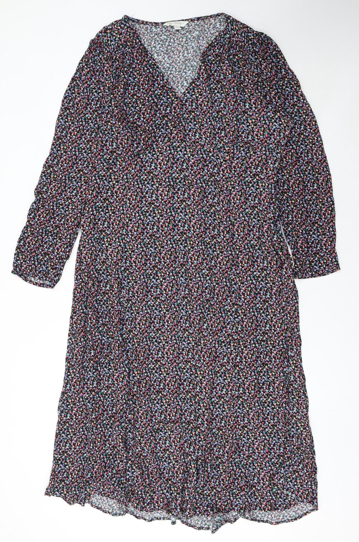 Marks and Spencer Womens Multicoloured Floral Midi Wrap Dress Size 18