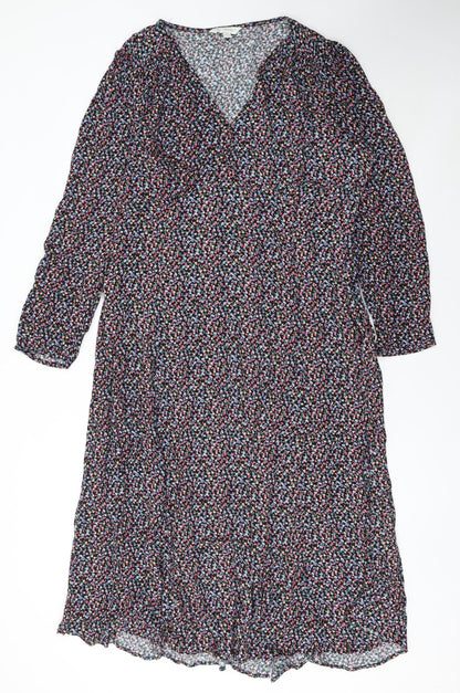 Marks and Spencer Womens Multicoloured Floral Midi Wrap Dress Size 18
