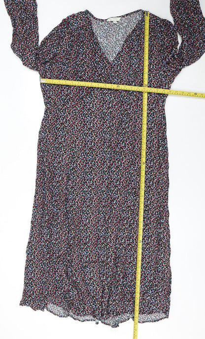 Marks and Spencer Womens Multicoloured Floral Midi Wrap Dress Size 18