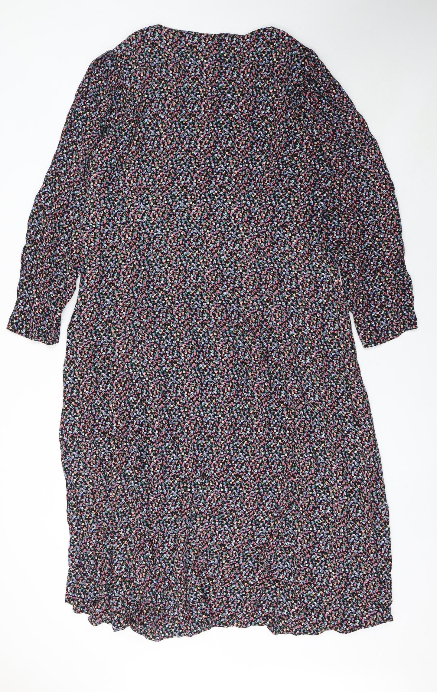 Marks and Spencer Womens Multicoloured Floral Midi Wrap Dress Size 18