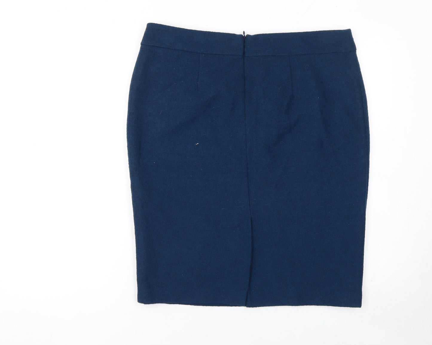 Marks and Spencer Women Blue Wool Blend Pencil Skirt Size 14